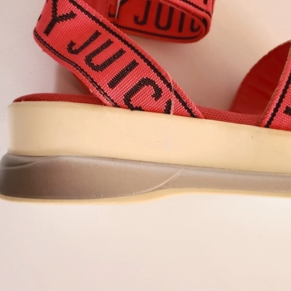Juicy Coture Impulse Wedge Adjustable Sandals Pink Size 7.5